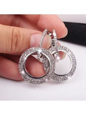 Double Circle Knot Full Rhinestone Hanging Earrings